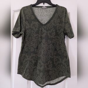 LuLaRoe Iris Elegant Green Paisley Women's Top, Small